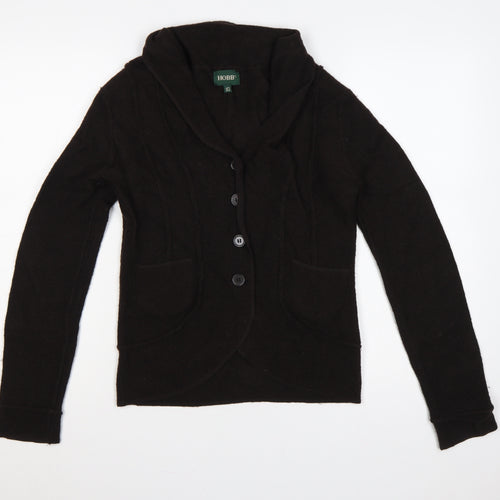 Hobbs Women’s Black Merino Wool Cable Knit Button Cardigan UK 10