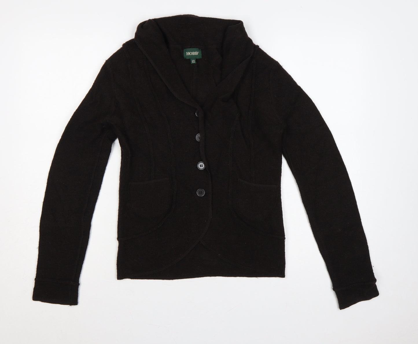 Hobbs Women’s Black Merino Wool Cable Knit Button Cardigan UK 10