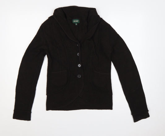 Hobbs Women’s Black Merino Wool Cable Knit Button Cardigan UK 10