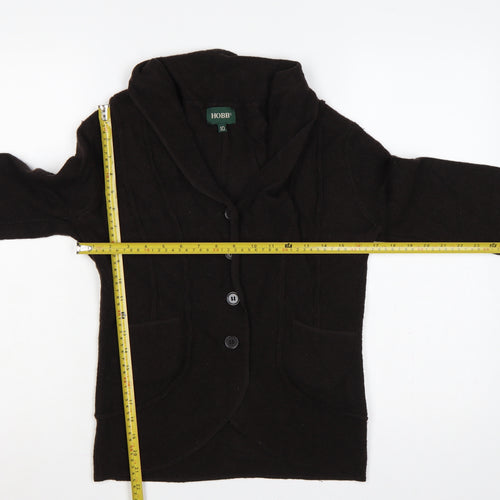 Hobbs Women’s Black Merino Wool Cable Knit Button Cardigan UK 10
