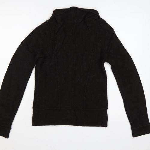 Hobbs Women’s Black Merino Wool Cable Knit Button Cardigan UK 10