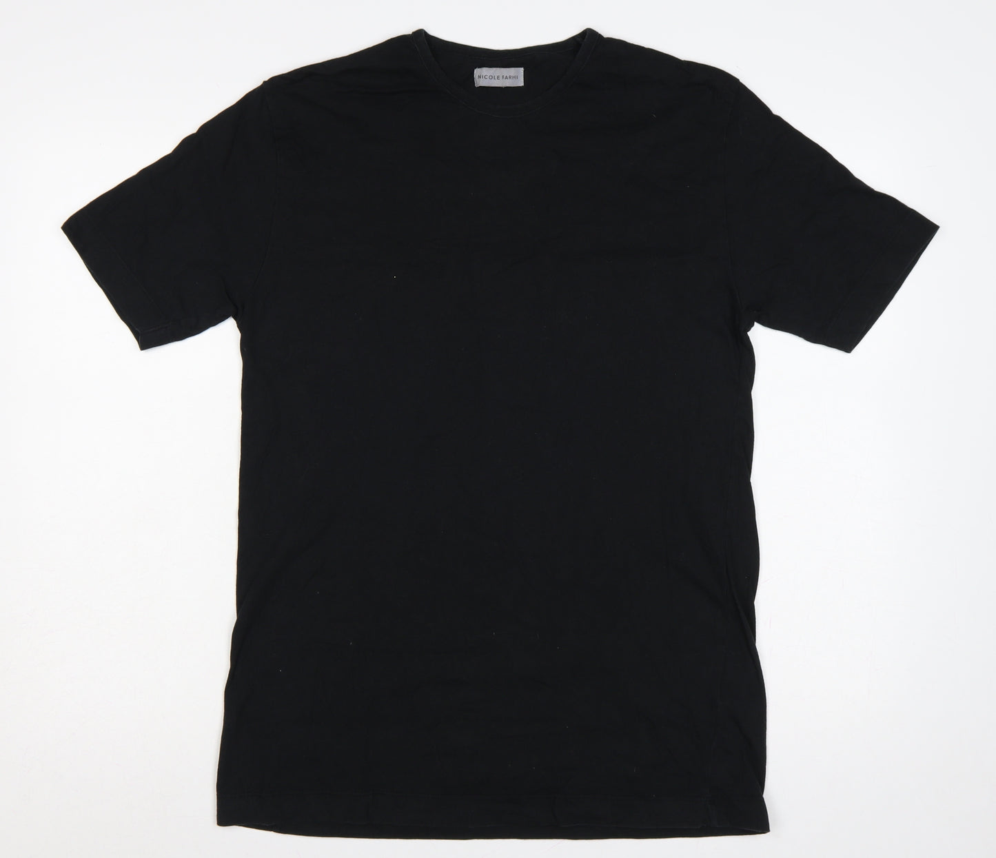 Nicole Farhi Men's Black XL Cotton Crew Neck Logo T-Shirt