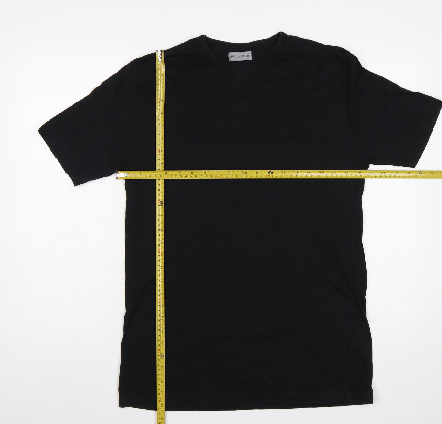 Nicole Farhi Men's Black XL Cotton Crew Neck Logo T-Shirt