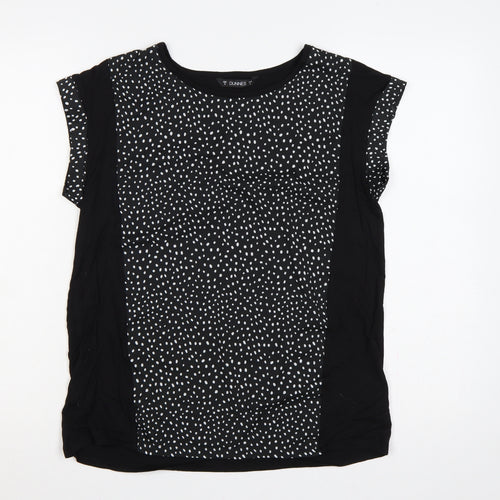 Dunnes Women Black Polka Dot Short Sleeve Slim T-Shirt Size S