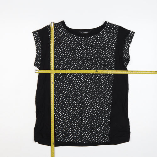 Dunnes Women Black Polka Dot Short Sleeve Slim T-Shirt Size S