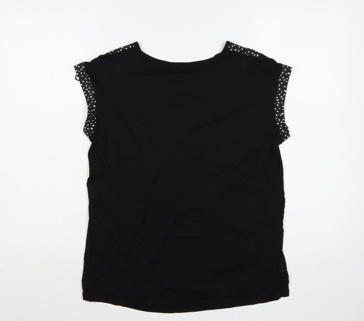 Dunnes Women Black Polka Dot Short Sleeve Slim T-Shirt Size S