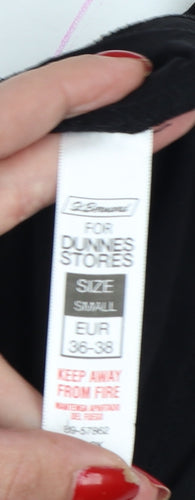 Dunnes Women Black Polka Dot Short Sleeve Slim T-Shirt Size S