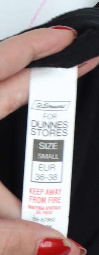Dunnes Women Black Polka Dot Short Sleeve Slim T-Shirt Size S