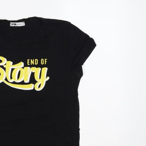FB Sister Women Black L End Of Story Slogan Slim Fit T-Shirt
