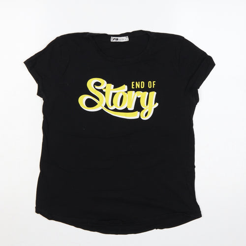 FB Sister Women Black L End Of Story Slogan Slim Fit T-Shirt