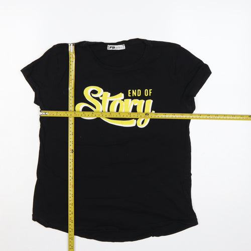 FB Sister Women Black L End Of Story Slogan Slim Fit T-Shirt