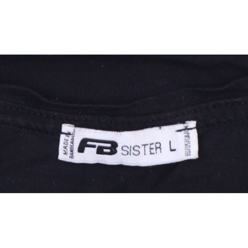 FB Sister Women Black L End Of Story Slogan Slim Fit T-Shirt