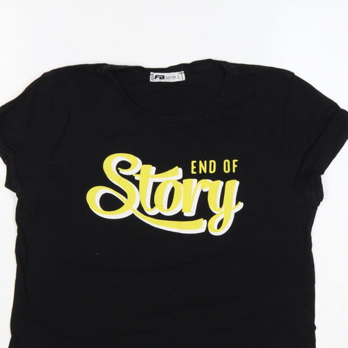 FB Sister Women Black L End Of Story Slogan Slim Fit T-Shirt