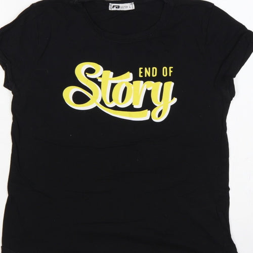 FB Sister Women Black L End Of Story Slogan Slim Fit T-Shirt