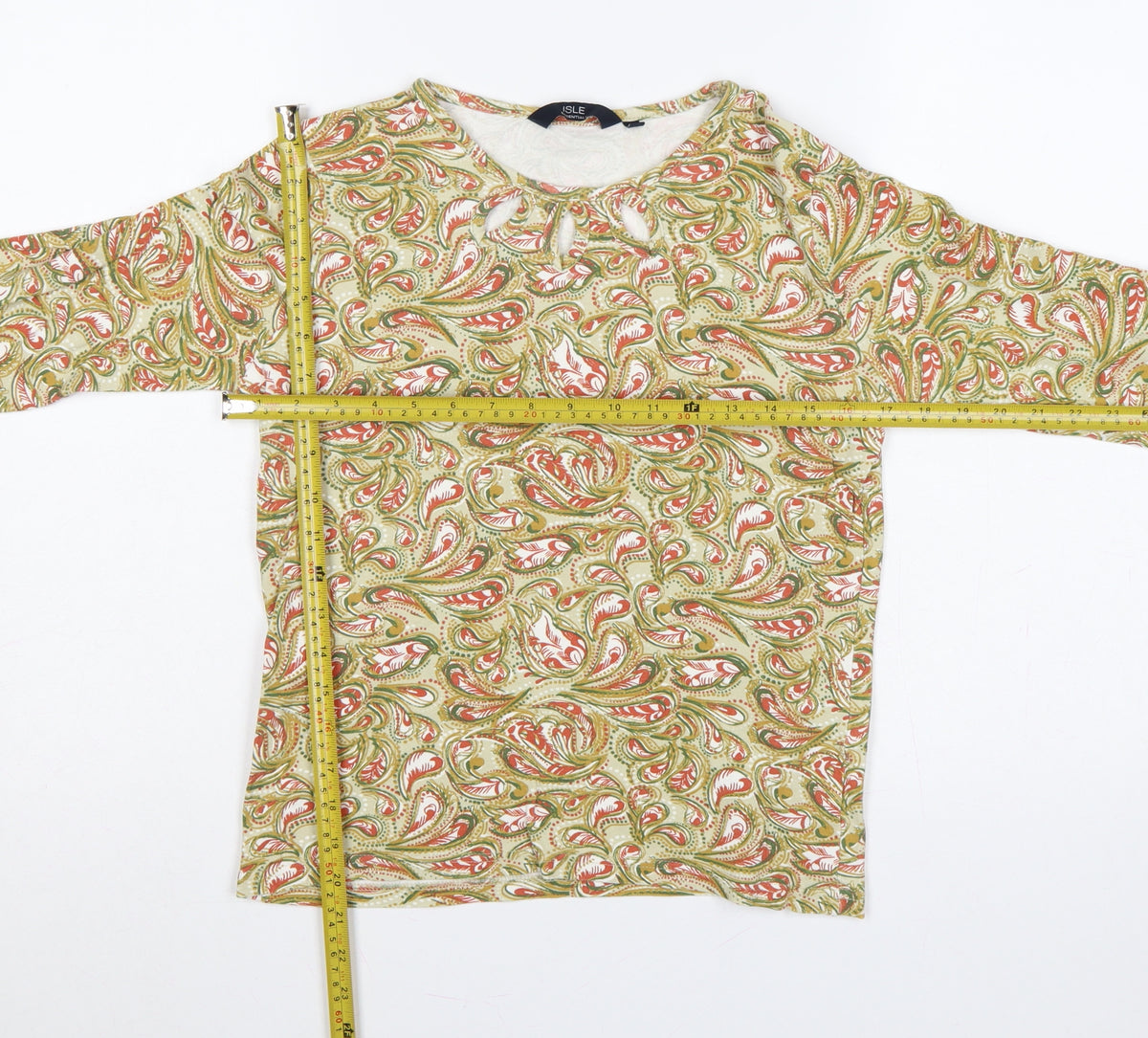 Isle Essentials Women Multicoloured S Paisley Keyhole Long Sleeve Top