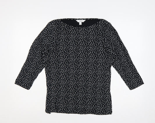Marks and Spencer Women's Black UK 16 Polka Dot 3/4 Sleeve Blouse