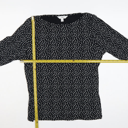 Marks and Spencer Women's Black UK 16 Polka Dot 3/4 Sleeve Blouse
