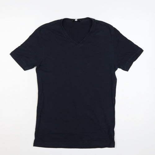 Reiss Men’s Blue XS Slim Fit V-Neck Short Sleeve Cotton T-Shirt