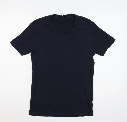 Reiss Men’s Blue XS Slim Fit V-Neck Short Sleeve Cotton T-Shirt