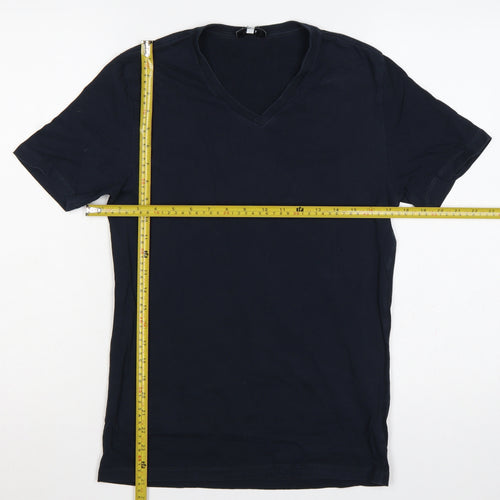 Reiss Men’s Blue XS Slim Fit V-Neck Short Sleeve Cotton T-Shirt