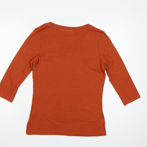 Tahari Women’s Orange UK L V-Neck 3/4 Sleeve Stretch Jersey Top