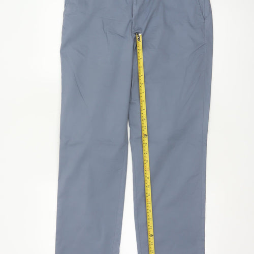 Marks & Spencer Men's Blue 32 Regular Fit Cotton Blend Chino Trousers