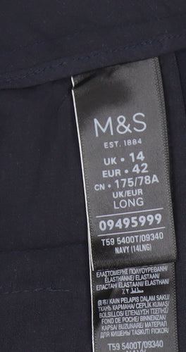 Marks and Spencer Women’s Navy UK 14 Long Tailored Wool Trousers