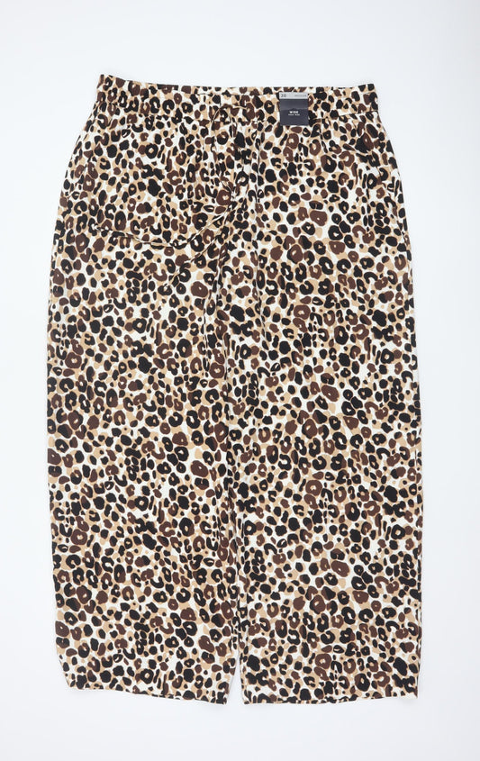 M&S Women’s Brown Leopard Print Wide Leg High Rise Trousers Size 20