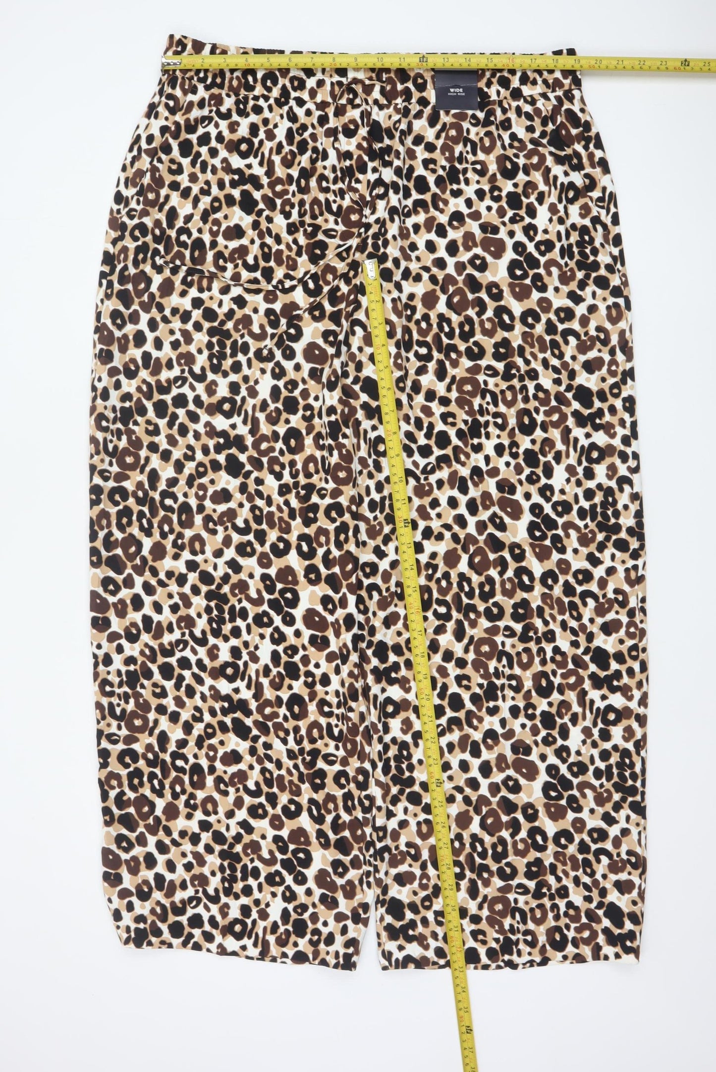 M&S Women’s Brown Leopard Print Wide Leg High Rise Trousers Size 20