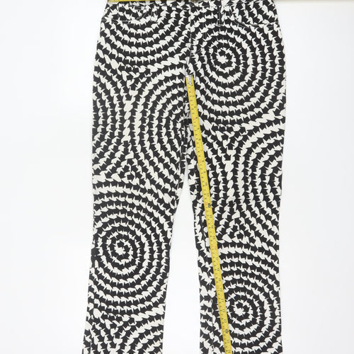 GF Ferré Women’s Black White Geometric Bootcut Trousers Size 29