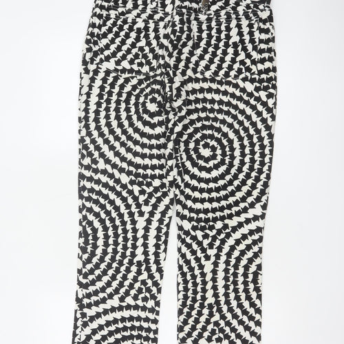 GF Ferré Women’s Black White Geometric Bootcut Trousers Size 29