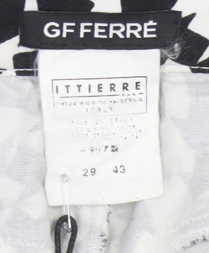 GF Ferré Women’s Black White Geometric Bootcut Trousers Size 29