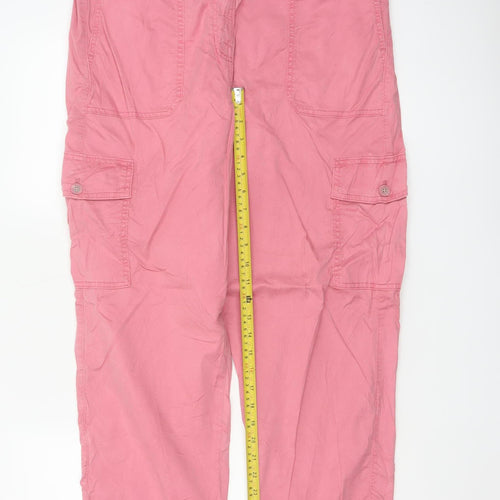M&S Womens Pink Size 16 Cargo Tapered Cuffed Trousers