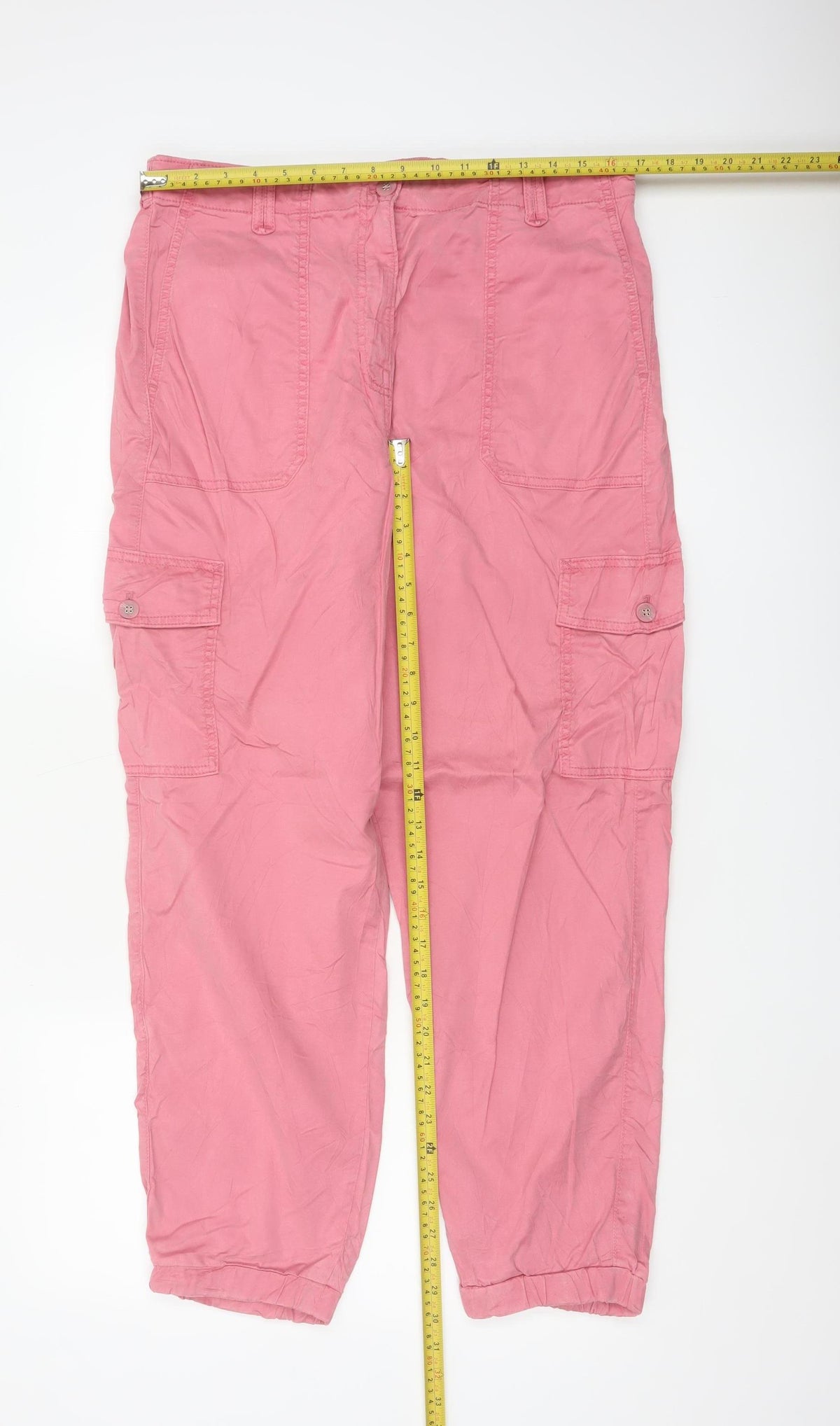 M&S Womens Pink Size 16 Cargo Tapered Cuffed Trousers