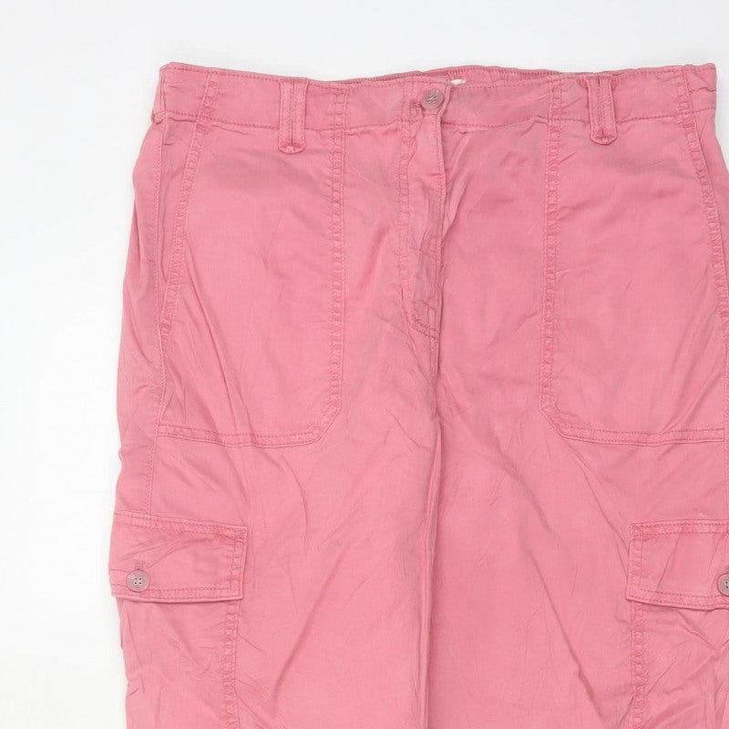 M&S Womens Pink Size 16 Cargo Tapered Cuffed Trousers