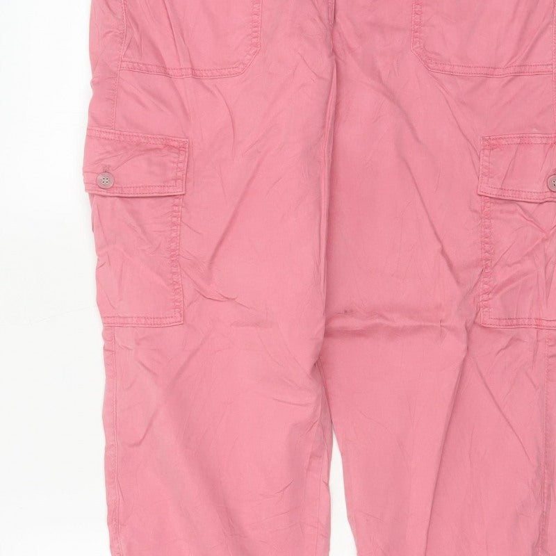 M&S Womens Pink Size 16 Cargo Tapered Cuffed Trousers