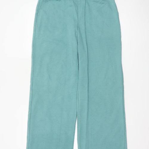 Lands' End Women's Green S Wide-Leg Sweatpants Elastic Waist Pockets