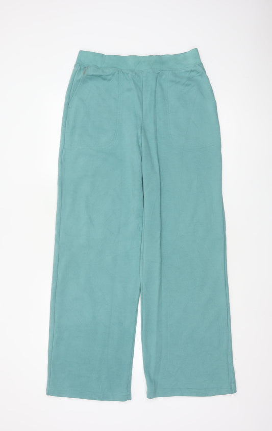 Lands' End Women's Green S Wide-Leg Sweatpants Elastic Waist Pockets
