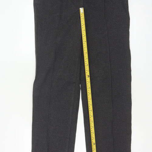 Marks and Spencer Women Grey Size 10 Long Straight Stretch Dress Trousers