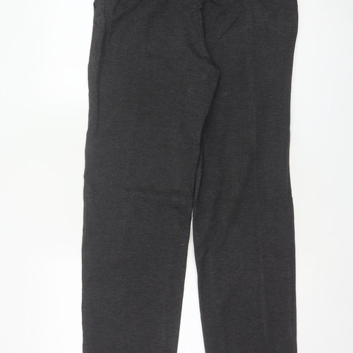 Marks and Spencer Women Grey Size 10 Long Straight Stretch Dress Trousers