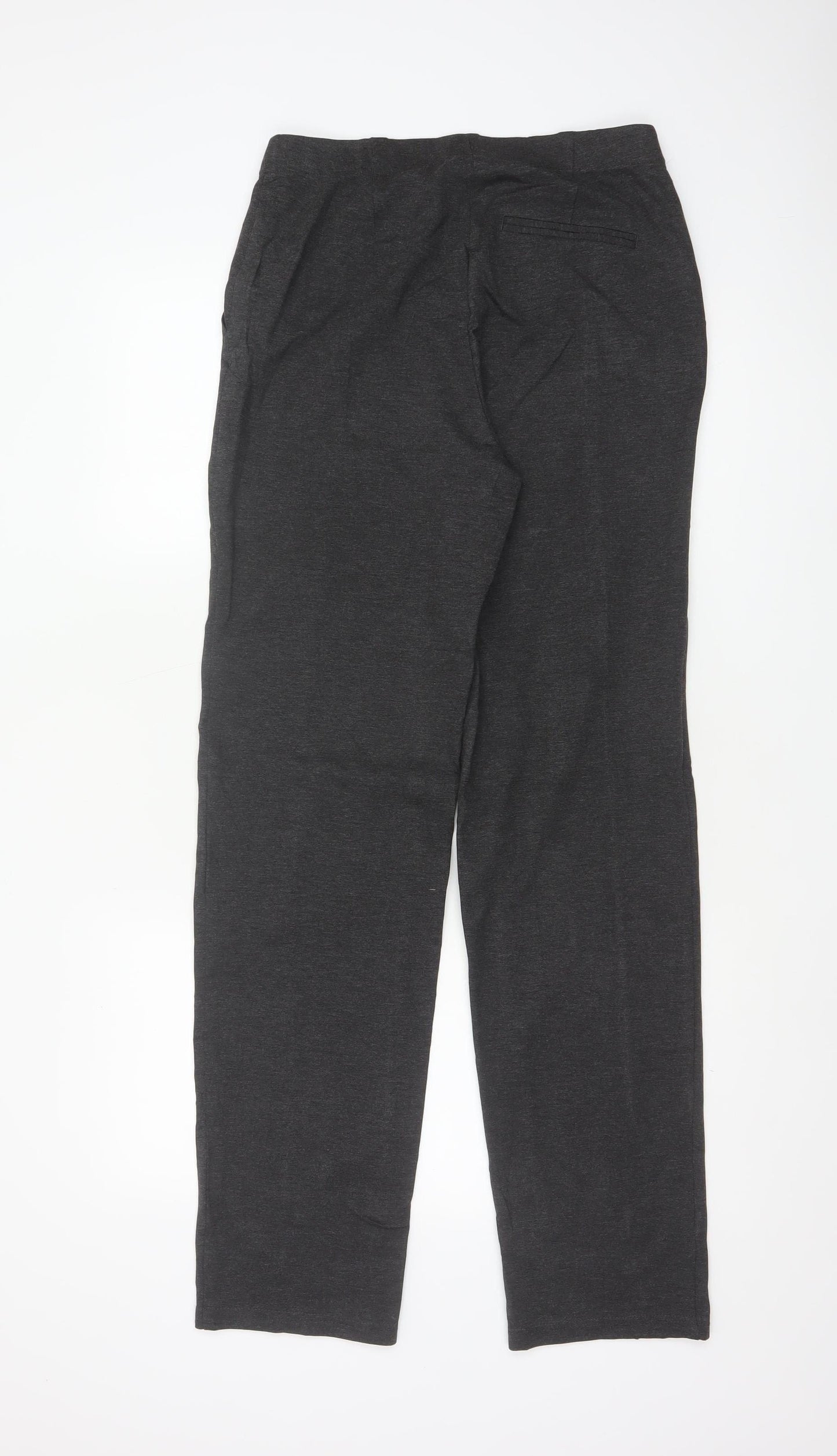 Marks and Spencer Women Grey Size 10 Long Straight Stretch Dress Trousers