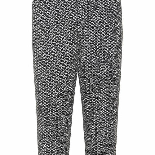 Oasis Women’s Black White Floral Cotton Stretch Straight Trousers UK 12