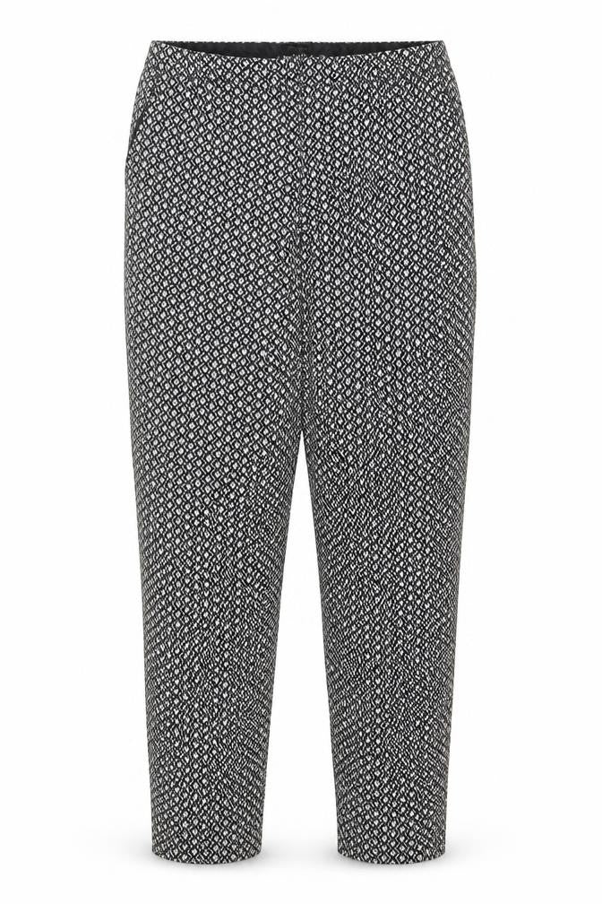 Oasis Women’s Black White Floral Cotton Stretch Straight Trousers UK 12