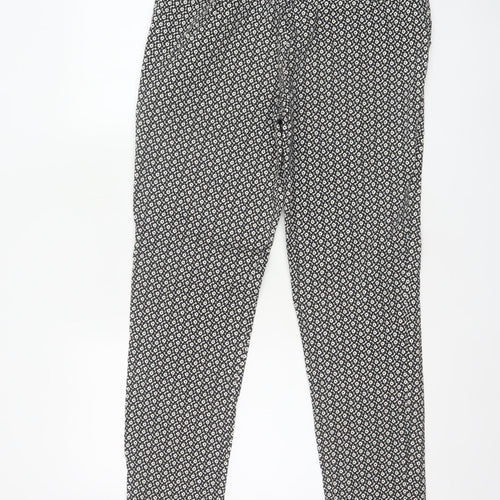 Oasis Women’s Black White Floral Cotton Stretch Straight Trousers UK 12