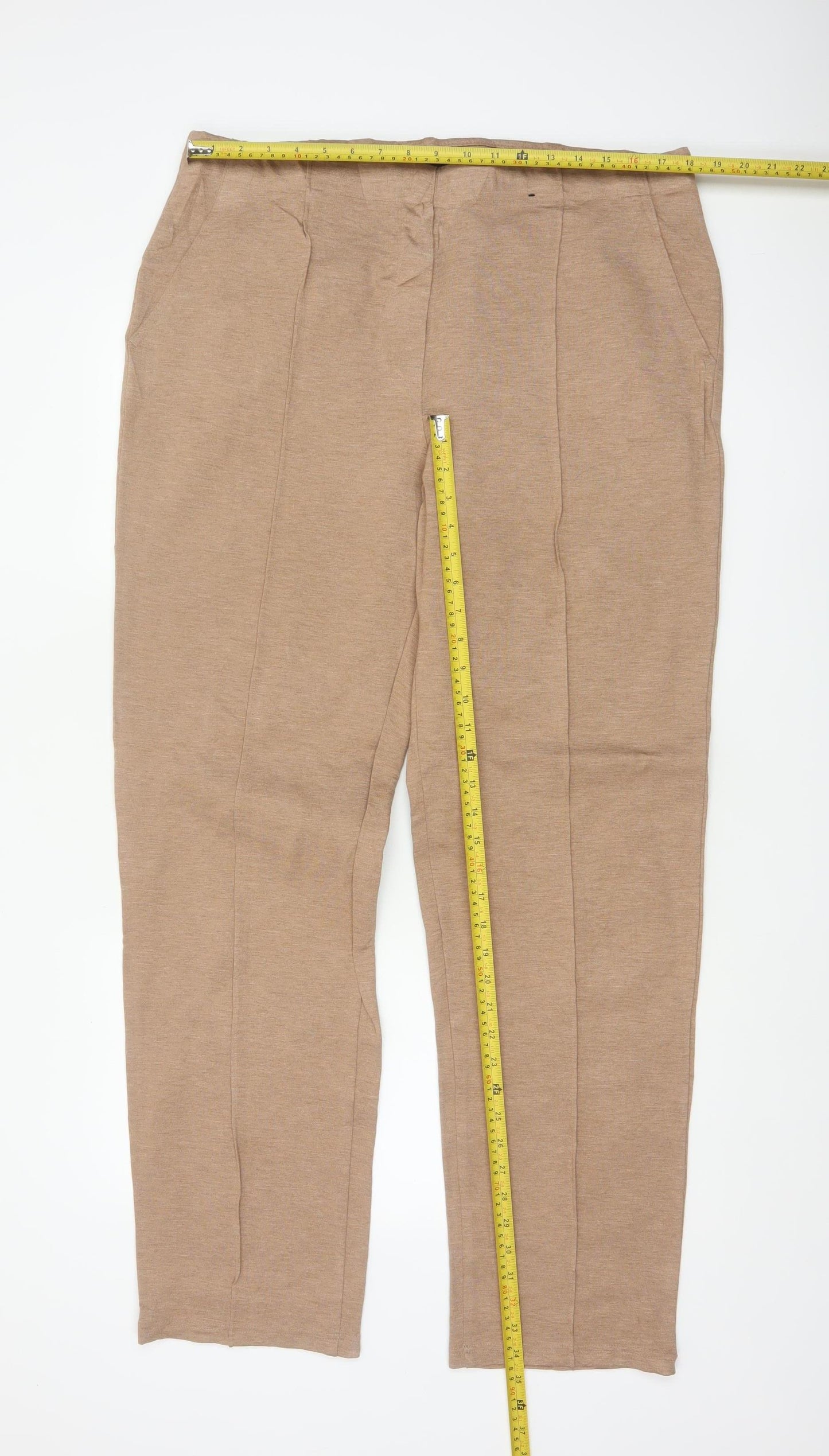 Marks and Spencer Women's Beige UK 18 Long Straight Tailored Trousers