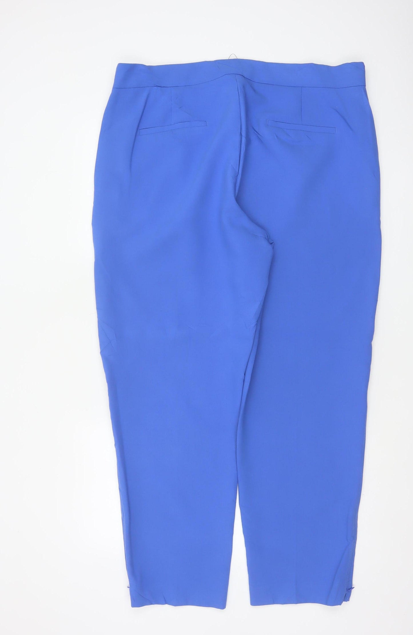 Marks & Spencer Women Blue Size 20 High Rise Straight Trousers