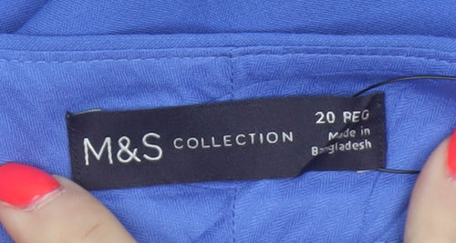 Marks & Spencer Women Blue Size 20 High Rise Straight Trousers