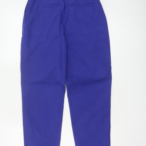 M&S Women’s Blue UK 6 Short Tapered Cotton Blend Trousers