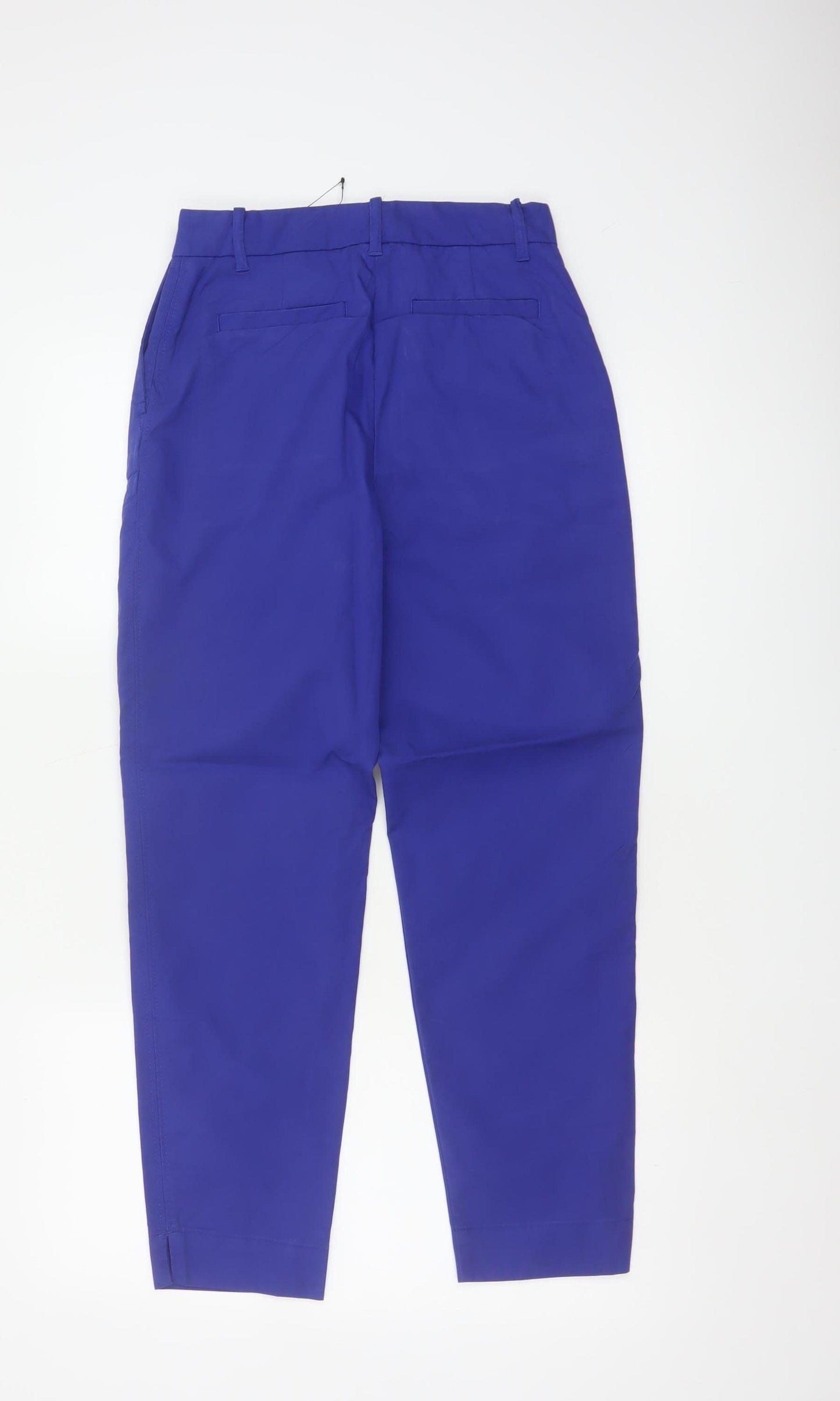 M&S Women’s Blue UK 6 Short Tapered Cotton Blend Trousers