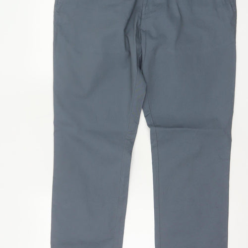 Marks and Spencer Men Grey 34/31 Slim Fit Stretch Chino Trousers